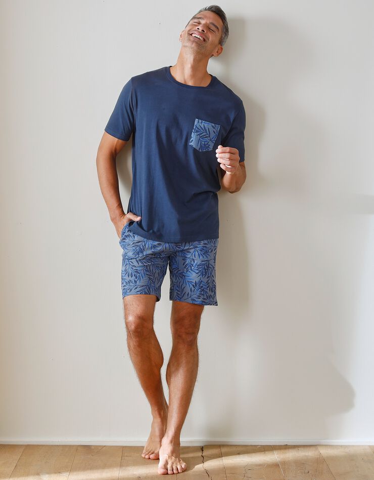 Pyjama short coton fantaisie manches courtes (marine) Pyjama short coton fantaisie manches courtes (marine)