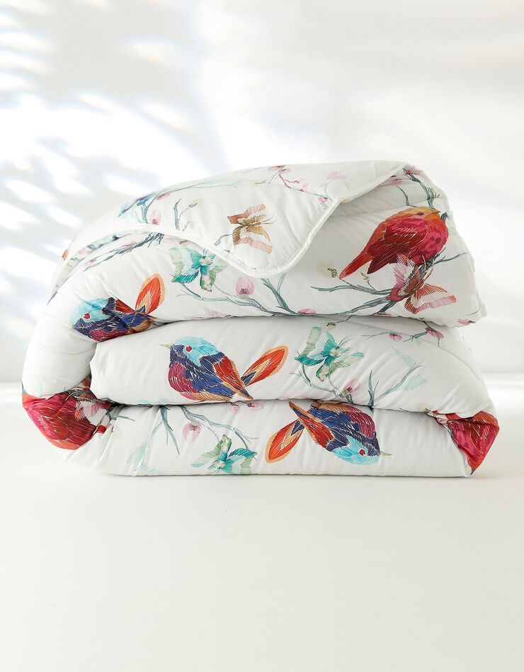 Couette coton imprimée Oiseaux 400 g/m2 (blanc)