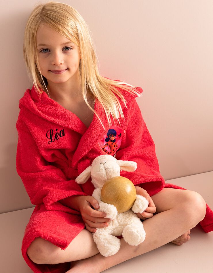 Peignoir de bain enfant Miraculous® personnalisable, éponge coton - 380g/m2 (rose)