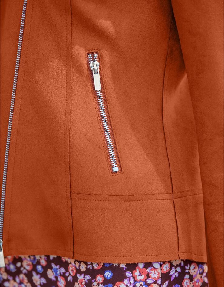 Blouson zippé suédine col tailleur pressionné (cuivre) Blouson zippé suédine col tailleur pressionné (cuivre)