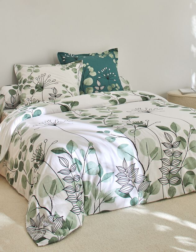 Linge de lit Danae en coton imprimé (vert d'eau)