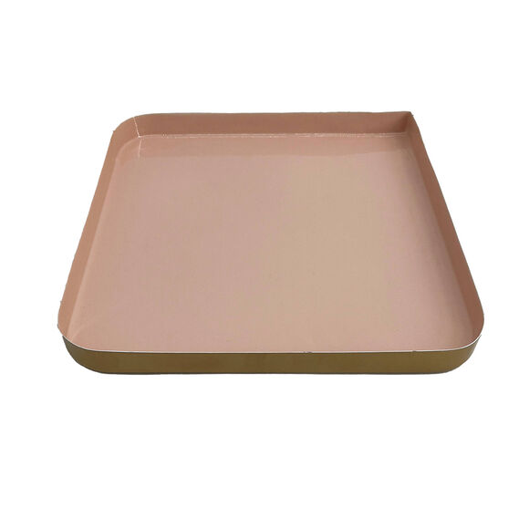 Plateau carr&eacute; en m&eacute;tal (rose poudr&eacute;)