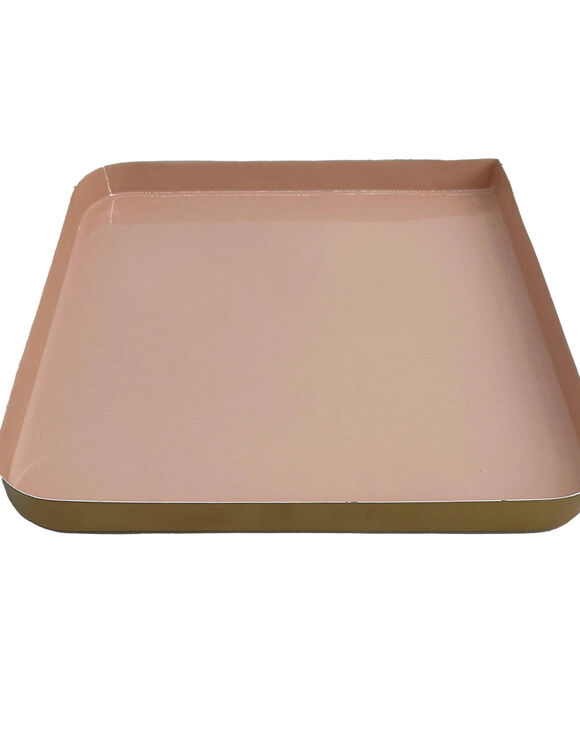 Plateau carr&eacute; en m&eacute;tal (rose poudr&eacute;)