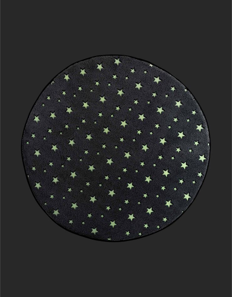 Tapis flanelle imprimé étoiles phosphorescentes - rond (gris) Tapis flanelle imprimé étoiles phosphorescentes - rond (gris)