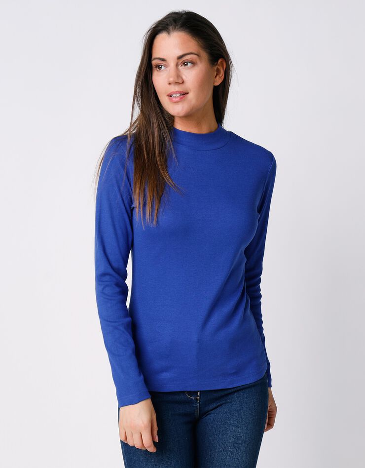 Tee-shirt col montant manches longues (bleu dur) Tee-shirt col montant manches longues (bleu dur)