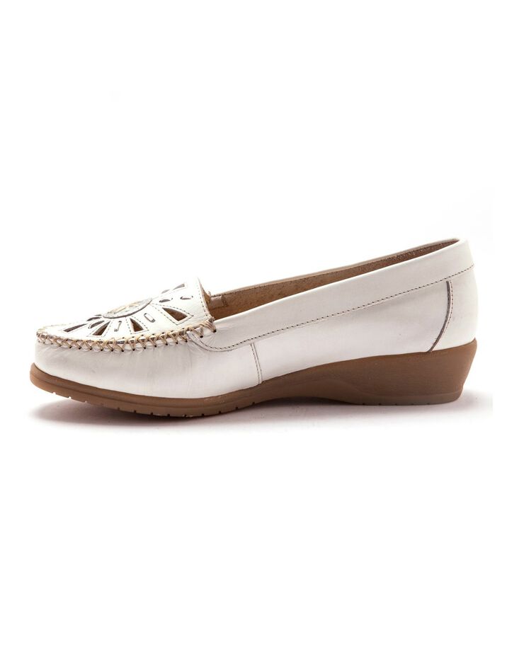 Mocassins "sans gêne" cuir grande largeur - blanc (blanc) Mocassins "sans gêne" cuir grande largeur - blanc (blanc)