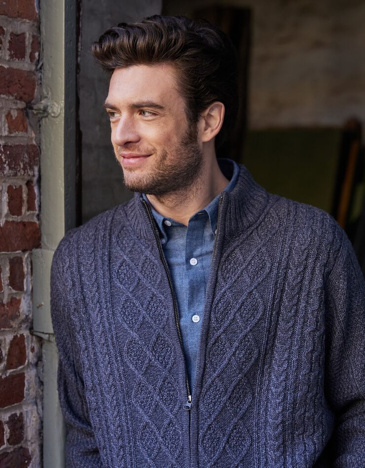 Gilet zippé irlandais homme (anthracite chiné) Gilet zippé irlandais homme (anthracite chiné)