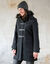 Duffle-coat capuche fausse fourrure uni (noir)