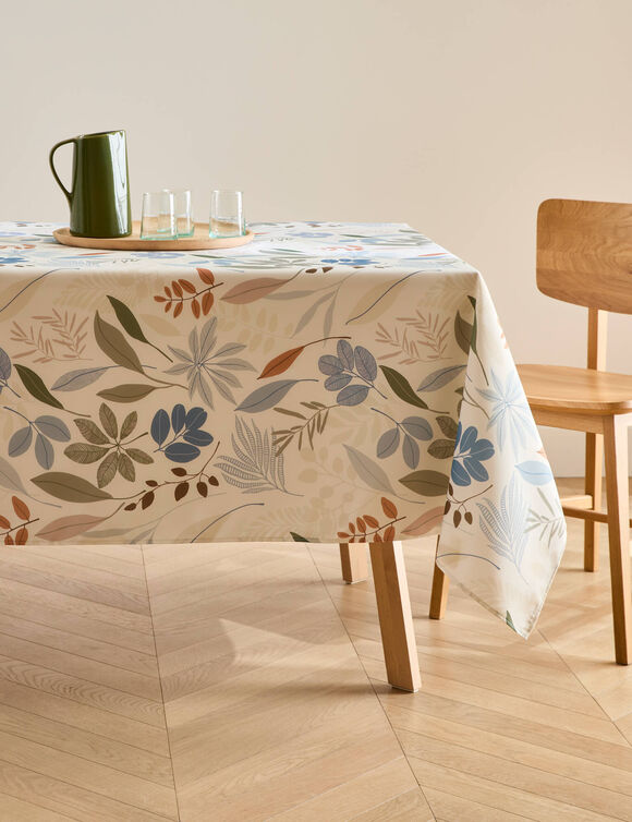 Nappe antitache imprim&eacute; floral (ivoire)