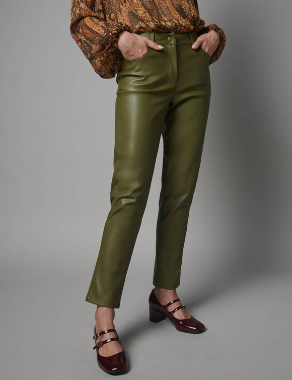 Pantalon fusel&eacute; 7/8&egrave;me aspect enduit (vert)