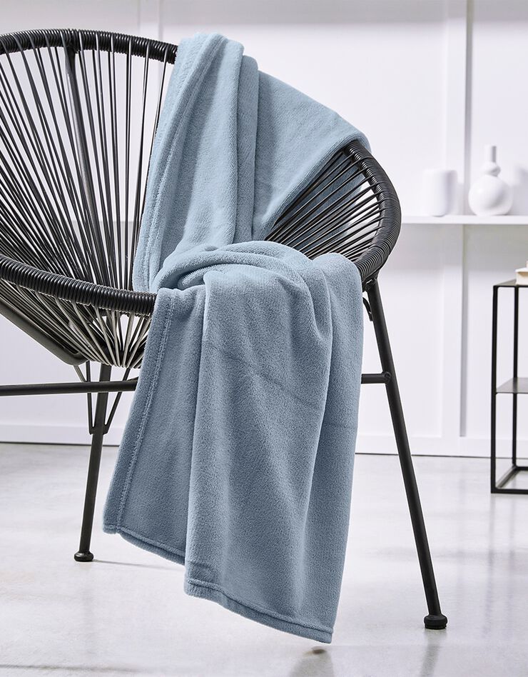 Plaid polaire toucher peluche (gris clair)