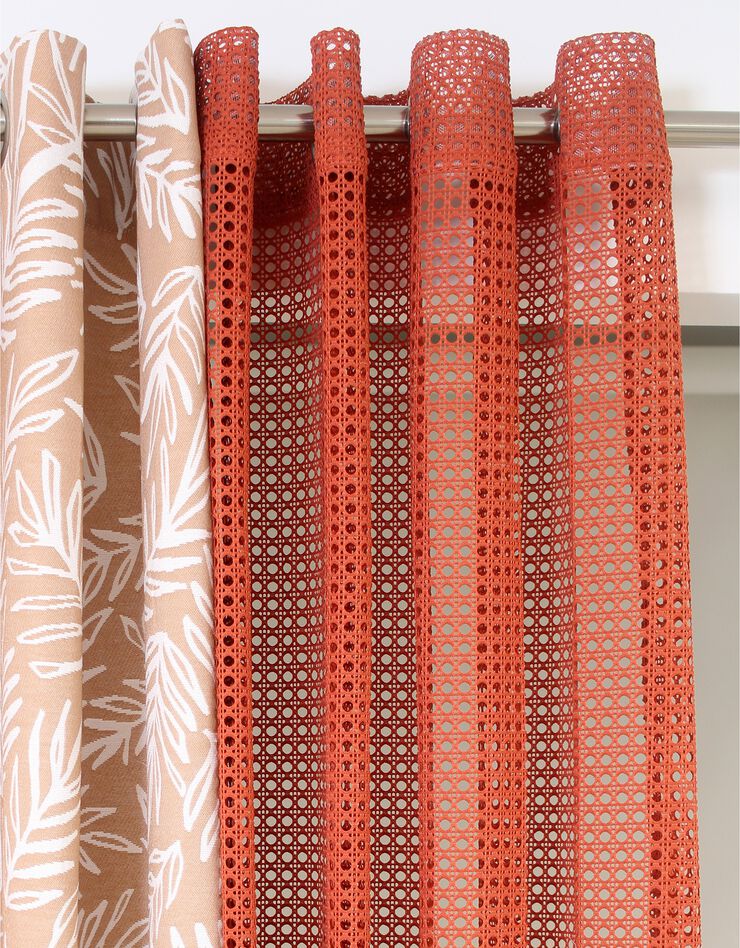 Rideau panneau brodé effet cannage  (terracotta)