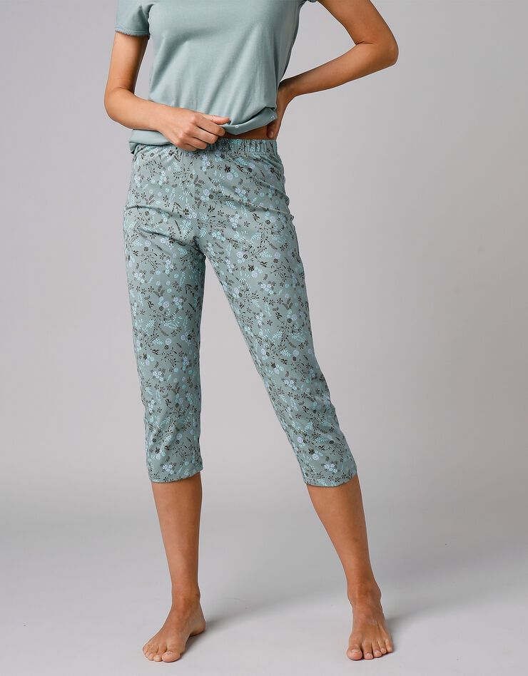 Pantacourt de pyjama imprimé fleurs (kaki) Pantacourt de pyjama imprimé fleurs (kaki)
