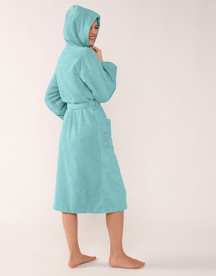 Peignoir mixte adulte col capuche éponge bouclette (vert d'eau) Peignoir mixte adulte col capuche éponge bouclette (vert d'eau)