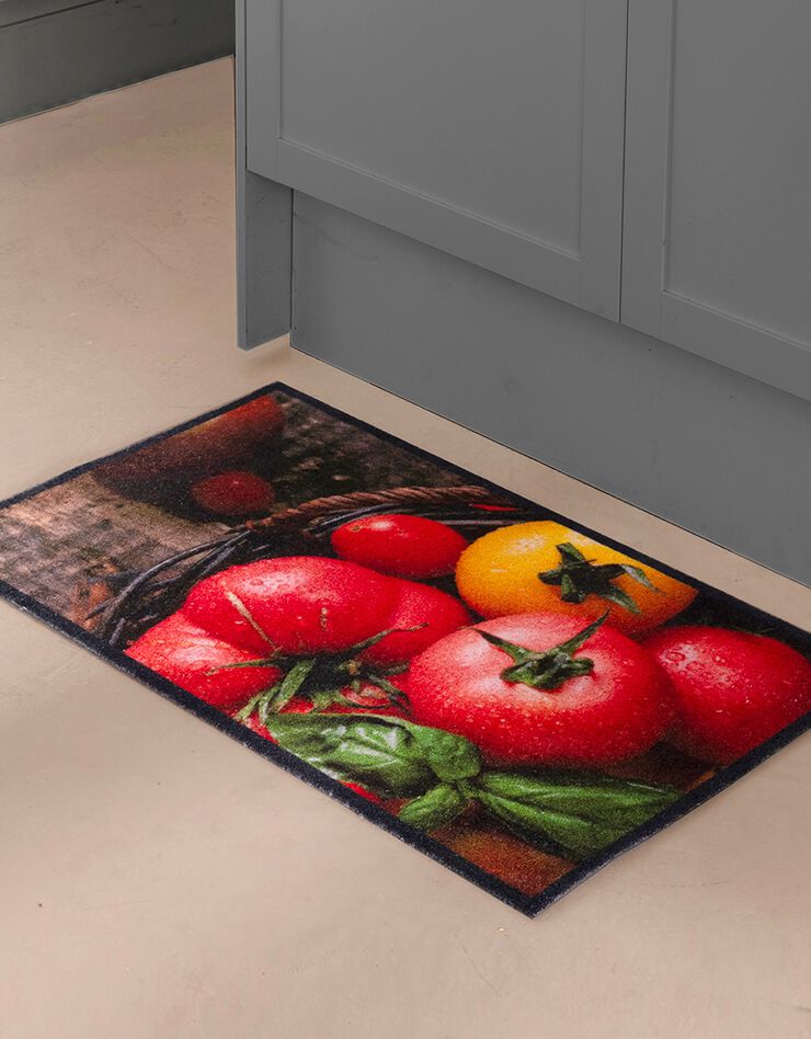 Tapis de cuisine velours motif tomates (rouge)