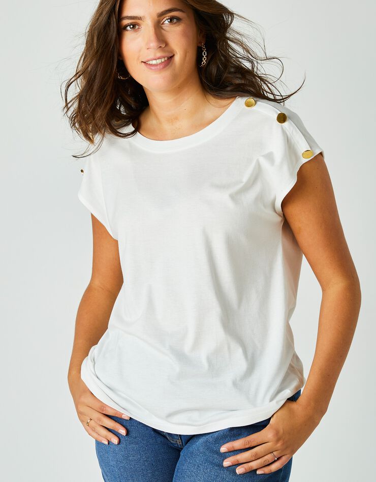Tee-shirt épaules boutonnées (blanc)