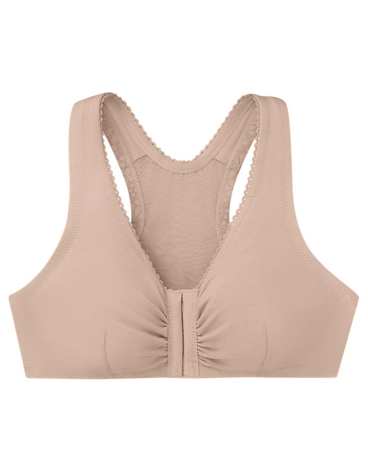 Soutien-gorge coton stretch ouvert devant sans armatures - bonnets groupés (beige e / f) Soutien-gorge coton stretch ouvert devant sans armatures - bonnets groupés (beige e / f)
