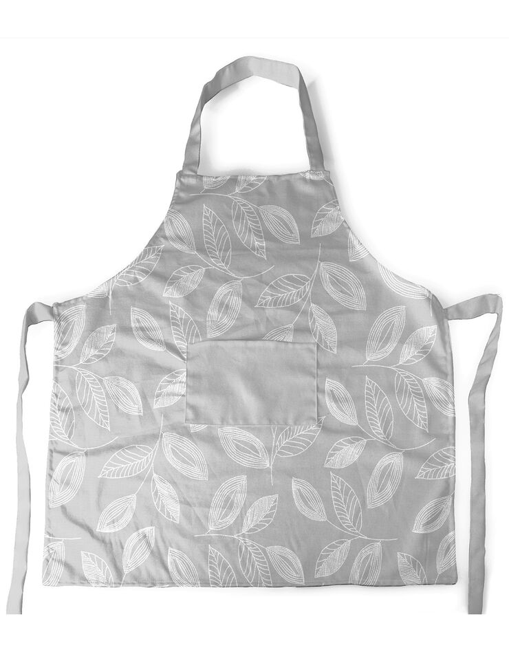 Tablier forme bavette anti tache polycoton imprimé (gris perle)