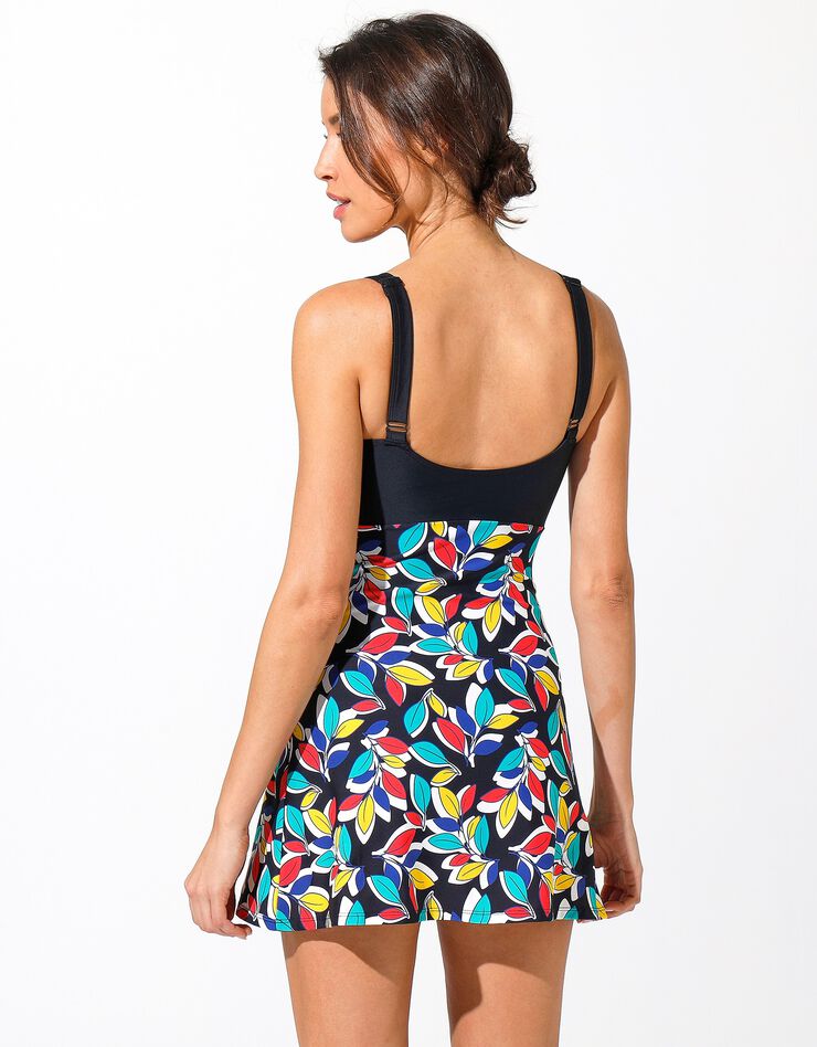 Robe de bain jupette imprimée Boruca - culotte intégrée (noir / multicolore)