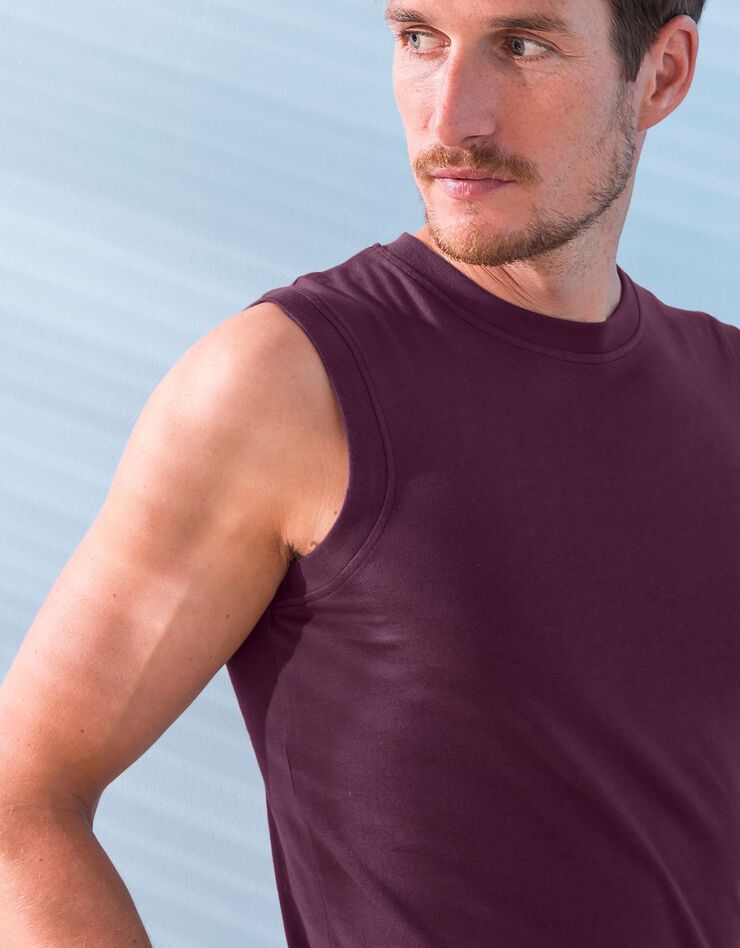 T-shirt col rond sans manches - lot de 3 (miel / prune / brique)