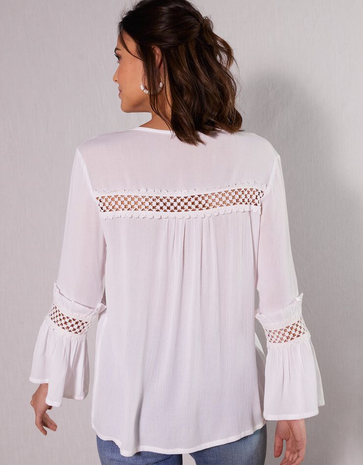 Blouse unie détails macramé (blanc) Blouse unie détails macramé (blanc)