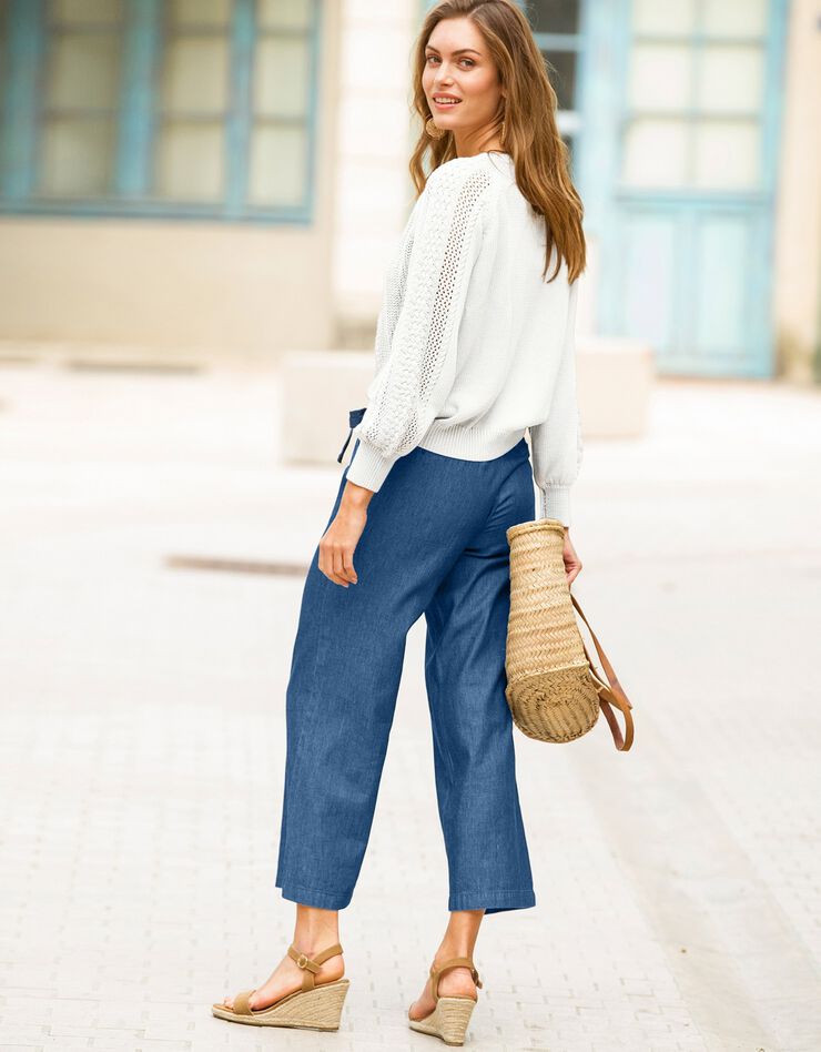 Pantalon large ceinturé, denim léger (stone) Pantalon large ceinturé, denim léger (stone)