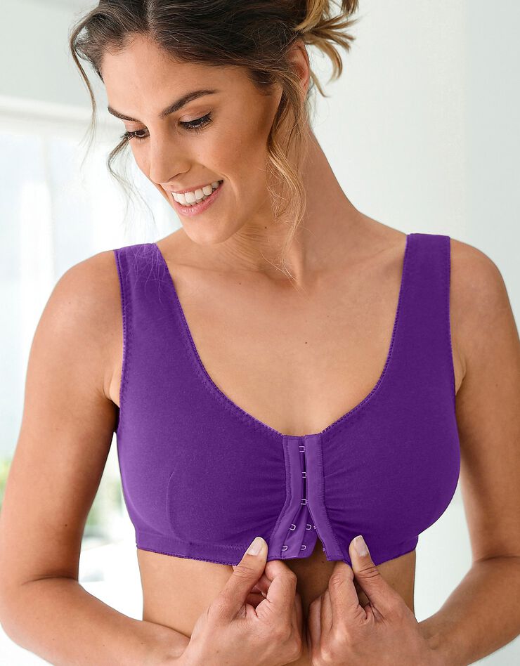 Soutien-gorge ouverture devant sans armatures - lot de 2 (violet + noir) Soutien-gorge ouverture devant sans armatures - lot de 2 (violet + noir)
