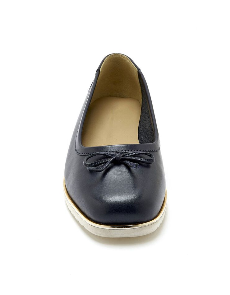 Ballerines en cuir à petit nœud, petit compensé (marine) Ballerines en cuir à petit nœud, petit compensé (marine)