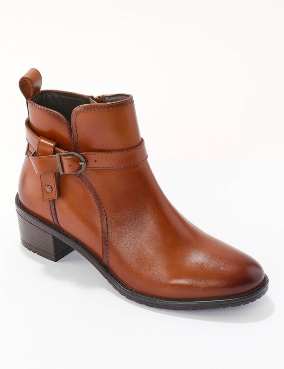 Boots cuir, boucle fantaisie. (marron)