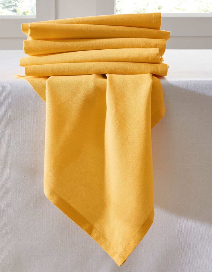 Serviette de table unie - lot de 6 (jaune)