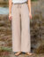 Pantalon large taille haute, gaze de coton (taupe clair)