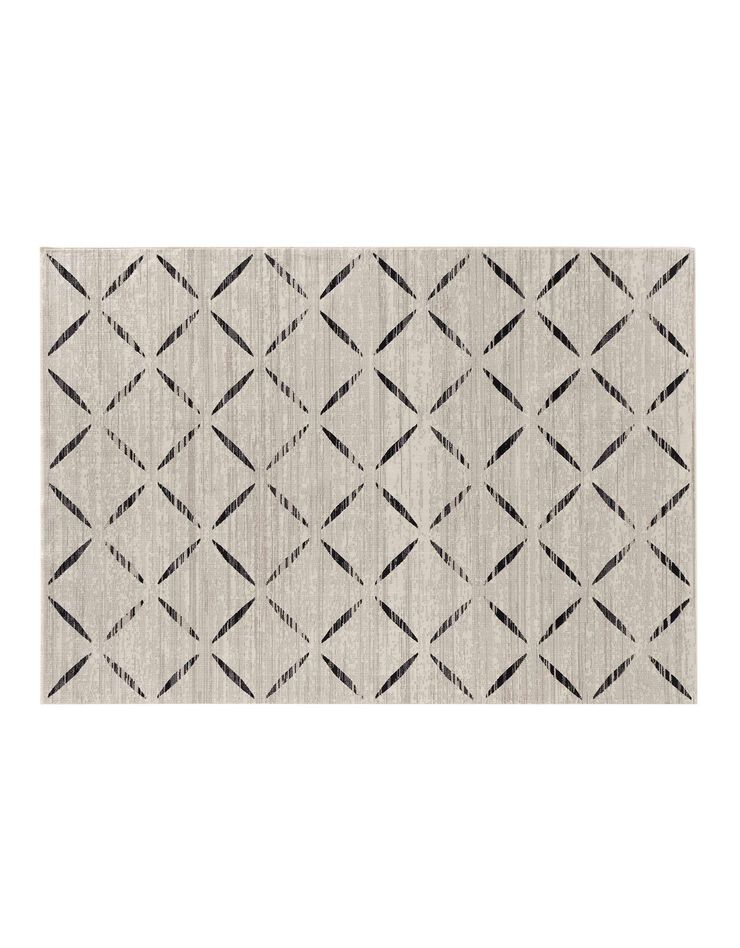Tapis rectangulaire motif graphique (noir / écru)