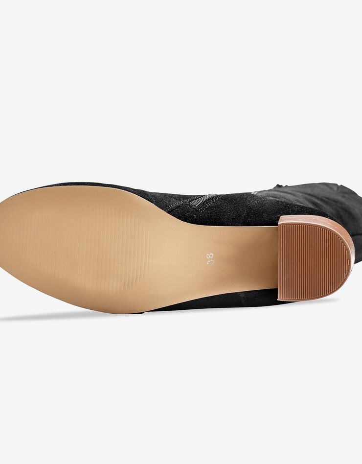 Bottes à talon en croûte de cuir (noir)
