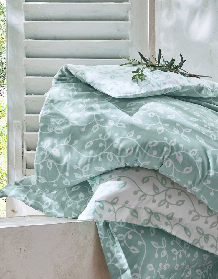 Linge de lit Héritage en coton à motifs volutes (vert / blanc)
