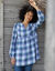 Blouse flanelle ample, carreaux tissés-teints (bleu / violet)
