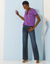 T-shirt col tunisien manches courtes, broderie anglaise (violet)