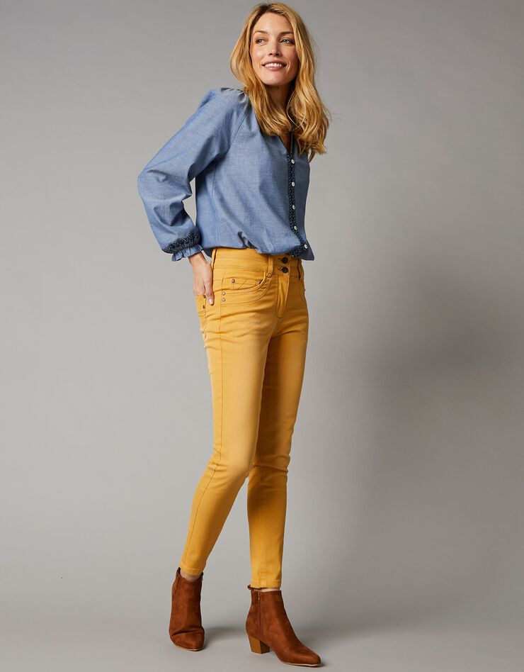 Jean 7/8ème fuselé couleur stretch (miel)