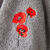 Torchons rond éponge brodée coquelicots - lot de 2 (gris)