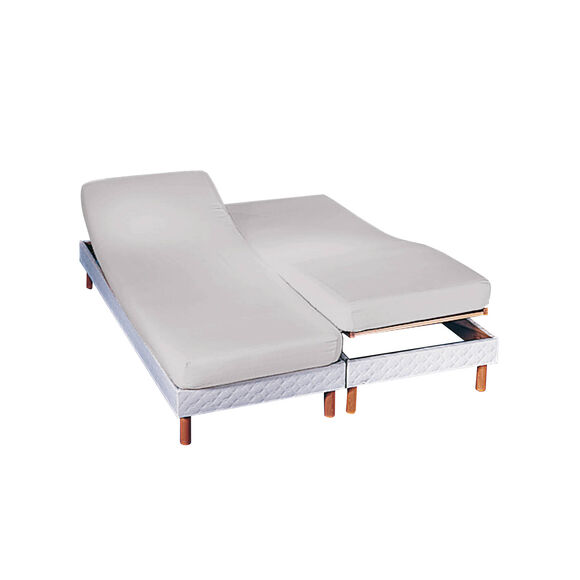 Drap-housse uni sommier articulé coton - bonnets 26 cm (gris perle)