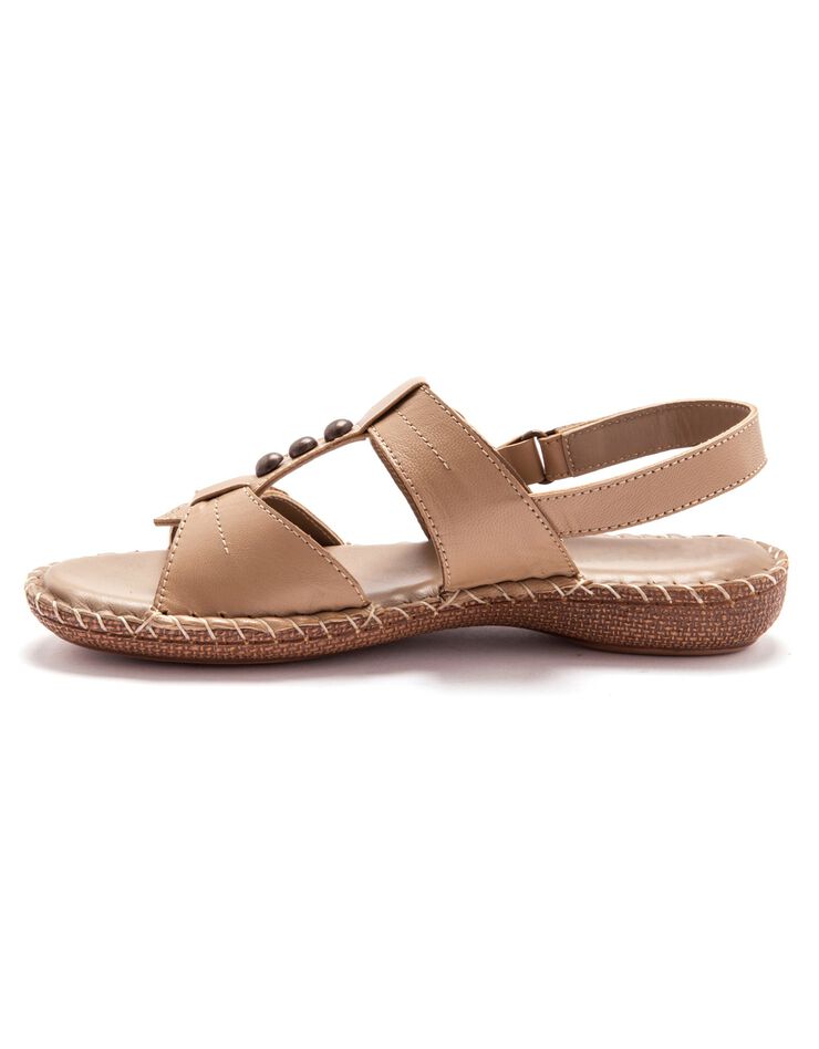 Sandales cuir beige - largeur confort (beige) Sandales cuir beige - largeur confort (beige)