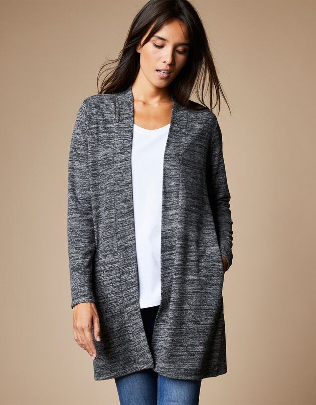 Gilet long jesey gratté  (gris anthracite)