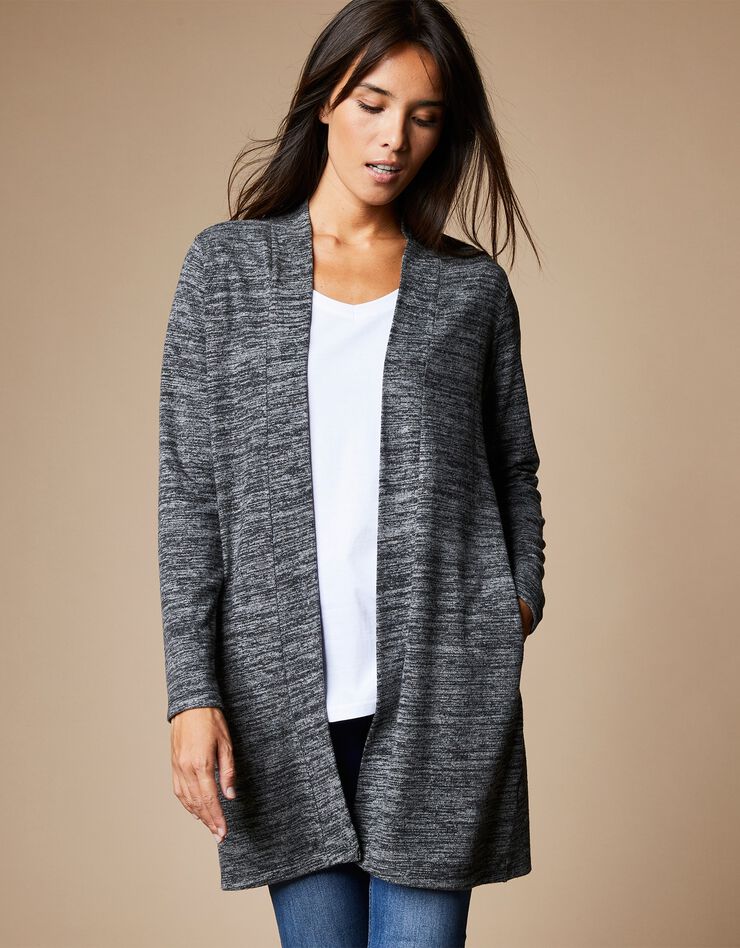 Gilet long jesey gratté (gris anthracite) Gilet long jesey gratté (gris anthracite)