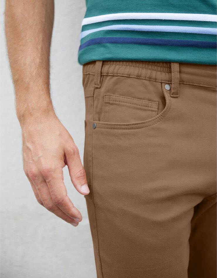 Pantalon droit 5 poches twill coton extensible (marron clair) Pantalon droit 5 poches twill coton extensible (marron clair)