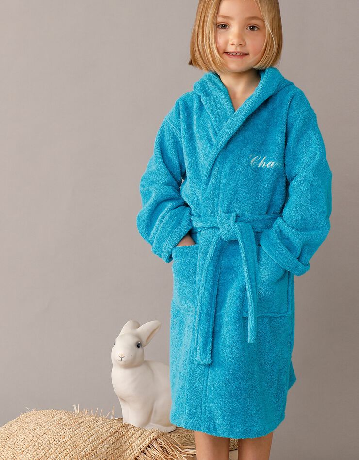 Peignoir enfant éponge à capuche personnalisable  (turquoise)