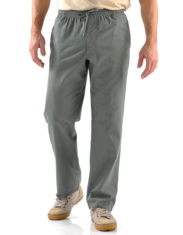 Pantalon toile taille élastiquée (gris)