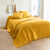   Plaid ou jeté uni coton tissage artisanal (curry)