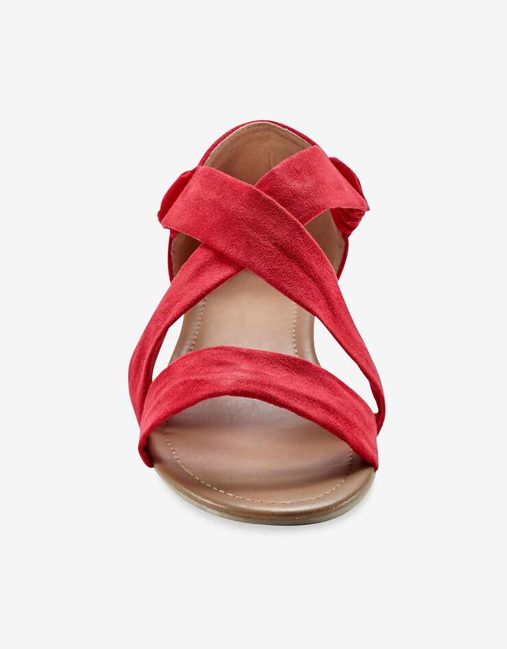 Sandales compensées élastiquées dessus microfibre effet suédine (rouge) Sandales compensées élastiquées dessus microfibre effet suédine (rouge)