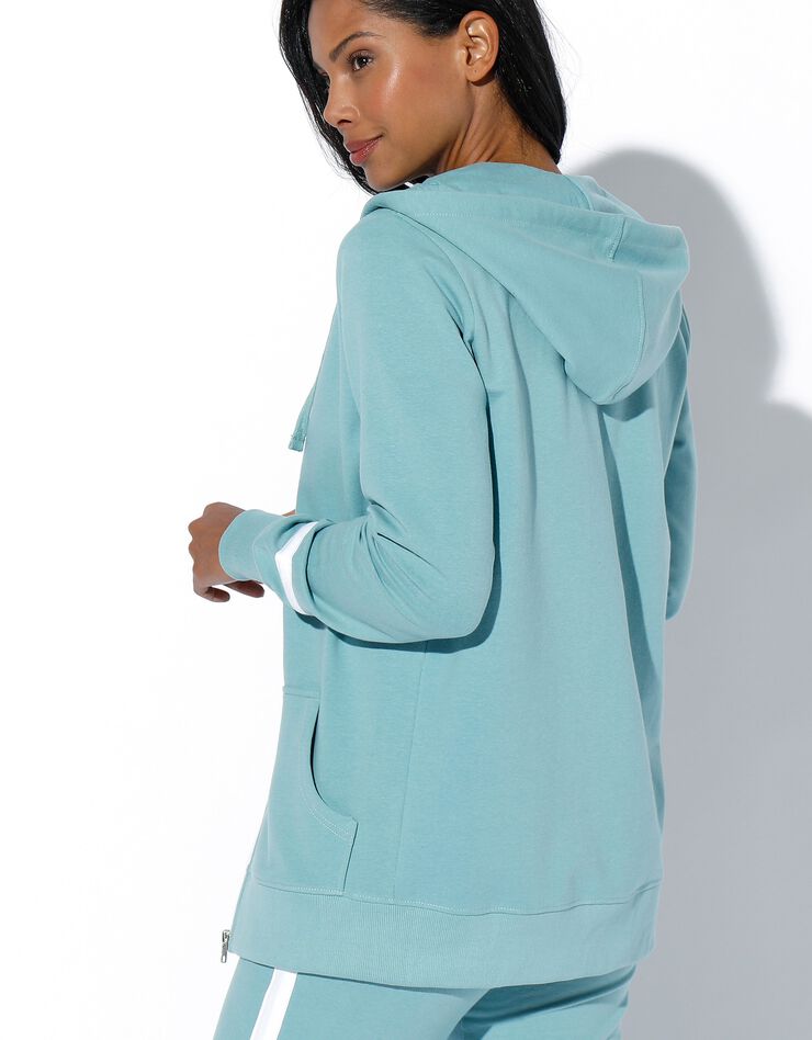 Veste bicolore zippée molleton gratté (vert grisé / blanc) Veste bicolore zippée molleton gratté (vert grisé / blanc)