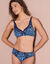 Soutien-gorge forme croisée imprimé fleuri brodé Olbia - sans armatures (bleu)