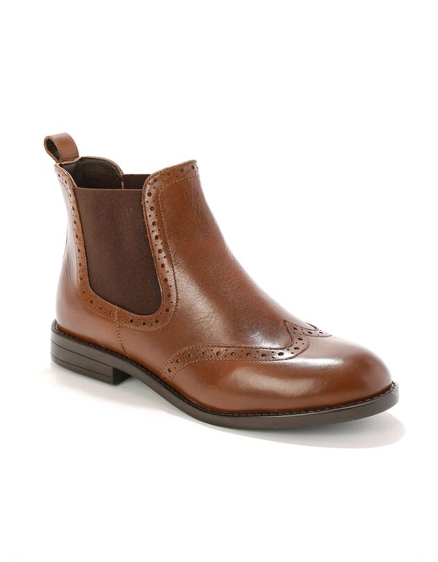 Boots perforées en cuir (caramel)